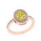 2.72 Ctw I2/I3 Treated fancy Yellow And White Diamond 14K Rose Gold Engagement Halo Ring