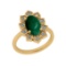 2.90 Ctw SI2/I1 Emerald And Diamond 14K Yellow Gold Cocktail Ring