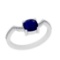 1.12 Ctw SI2/I1 Blue Sapphire And Diamond 14K White Gold Ring