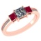 1.68 CtwSI2/I1 Ruby And Diamond 14K Rose Gold three Psc Ring