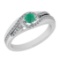 0.75 Ctw SI2/I1 Emerald And Diamond 14K White Gold Engagement Ring