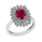 2.90 Ctw SI2/I1 Ruby And Diamond 14K White Gold Engagement Ring