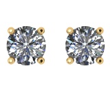 CERTIFIED 1 CTW ROUND E/VS2 DIAMOND (LAB GROWN IGI Certified DIAMOND SOLITAIRE EARRINGS ) IN 14K YEL