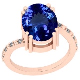 4.70 Ctw SI2/I1 Tanzanite And Diamond 14K Rose Gold Engagement Ring