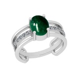 5.11 Ctw SI2/I1 Emerald And Diamond 14K White Gold Engagement Ring