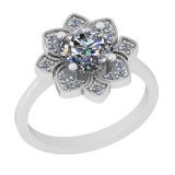 1.65 Ctw SI2/I1 Diamond 14K White Gold Vintage Style Wedding Ring