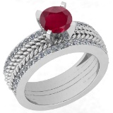 1.71 Ctw I2/I3 Ruby And Diamond 14K White Gold Anniversary Ring