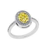 2.72 Ctw I2/I3 Treated fancy Yellow And White Diamond 14K White Gold Engagement Halo Ring