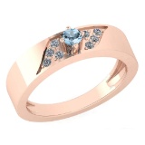 0.19 Ctw Aquamarine And Diamond 18K Rose Gold Halo Ring