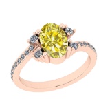 2.24 Ctw I2/I3 Treated fancy Yellow And White Diamond 14K Rose Gold Wedding Halo Ring