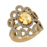 3.10 Ctw SI2/I1 Citrine And Diamond 10K Yellow Gold Engagement Ring