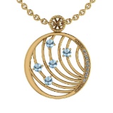 0.40 Ctw SI2/I1 Blue Topaz And Diamond 14K Yellow Gold Necklace