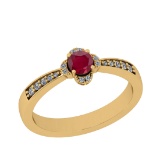 0.50 Ctw I2/I3 Ruby And Diamond 14K Yellow Gold Ring
