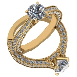2.74 Ctw VS/SI1 Diamond 14K Yellow Gold Vintage Style Wedding Ring