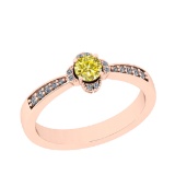 0.50 Ctw I2/I3 Treated Fancy Yellow And White Diamond 14K Rose Gold Ring