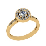 0.70 Ctw VS/SI1 Diamond 14K Yellow Gold Engagement Halo Ring