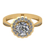 1.60 Ctw VS/SI1 Diamond 14K Yellow Gold Engagement Halo Ring