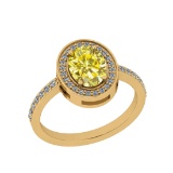 2.72 Ctw I2/I3 Treated fancy Yellow And White Diamond 14K Yellow Gold Engagement Halo Ring