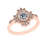 0.65 Ctw VS/SI1 Diamond 14K Rose Gold Vintage Style Wedding Ring