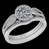 1.02 Ctw VS/SI1 Diamond 10K White Gold Engagement Halo Set Ring