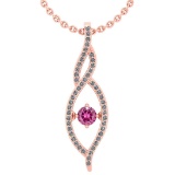 0.49 Ctw SI2/I1 Pink Tourmaline And Diamond 14K Rose Gold Necklace