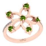 0.58 Ctw SI2/I1 Peridot And Diamond 10k Rose Gold Flower Ring