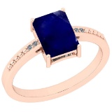 2.54 Ctw SI2/I1 Blue Sapphire And Diamond 14K Rose Gold Ring