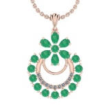 2.80 CtwSI2/I1 Emerald And Diamond 14K Rose Gold Necklace