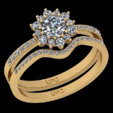 1.16 Ctw VS/SI1 Diamond 10K Yellow Gold Anniversary Halo Ring