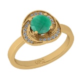 1.10 Ctw I2/I3 Emerald And Diamond 14K Yellow Gold Ring
