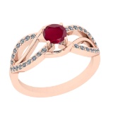 1.10 Ctw SI2/I1 Ruby And Diamond 14K Rose Gold Engagement Ring