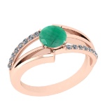 1.22 Ctw SI2/I1 Emerald And Diamond 14K Rose Gold Ring