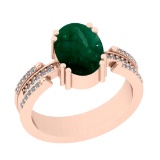 2.71 Ctw SI2/I1 Emerald And Diamond 14K Rose Gold Engagement Ring