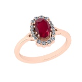 0.91 Ctw SI2/I1 Ruby And Diamond 14K Rose Gold Cocktail Ring