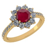 1.90 Ctw I2/I3 Ruby And Diamond 14K Yellow Gold Engagement Ring