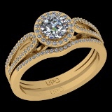 1.02 Ctw VS/SI1 Diamond 10K Yellow Gold Engagement Halo Set Ring