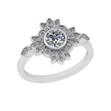 0.65 Ctw VS/SI1 Diamond 14K White Gold Vintage Style Wedding Ring