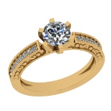 1.41 Ctw VS/SI1 Diamond 14K Yellow Gold Filigree Ring