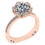 2.46 Ctw VS/SI1 Diamond 14K Rose Gold Antique Style Wedding Ring