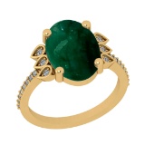 4.40 Ctw SI2/I1 Emerald And Diamond 14K Yellow Gold Engagement Ring