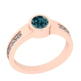 0.75 Ctw I2/I3 Treated Fancy Blue And White Diamond 14K Rose Gold Ring