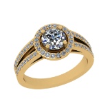 1.41 Ctw VS/SI1 Diamond 14K Yellow Gold Engagement Halo Ring