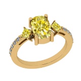 2.46 Ctw I2/I3 Treated fancy Yellow And White Diamond 14K Yellow Gold three Stone Ring