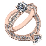 2.74 Ctw VS/SI1 Diamond 14K Rose Gold Vintage Style Wedding Ring