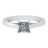 Certified 0.53 CTW (1 Pcs Princess LAB GROWN IGI Certified DIAMOND ) Diamond Solitaire 14k Ring J/SI