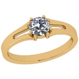 CERTIFIED 1.1 CTW E/VVS1 ROUND (LAB GROWN IGI Certified DIAMOND SOLITAIRE RING ) IN 14K YELLOW GOLD