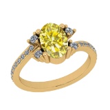 2.24 Ctw I2/I3 Treated fancy Yellow And White Diamond 14K Yellow Gold Wedding Halo Ring