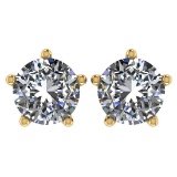 CERTIFIED 0.7 CTW ROUND D/SI2 DIAMOND (LAB GROWN IGI Certified DIAMOND SOLITAIRE EARRINGS ) IN 14K Y