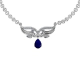 2.28 Ctw I2/I3 Blue Sapphire And Diamond 14K White Gold Pendant Necklace