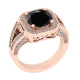 3.06 Ctw I2/I3 Treated Fancy Black And White Diamond 14K Rose Gold Engagement Halo Ring